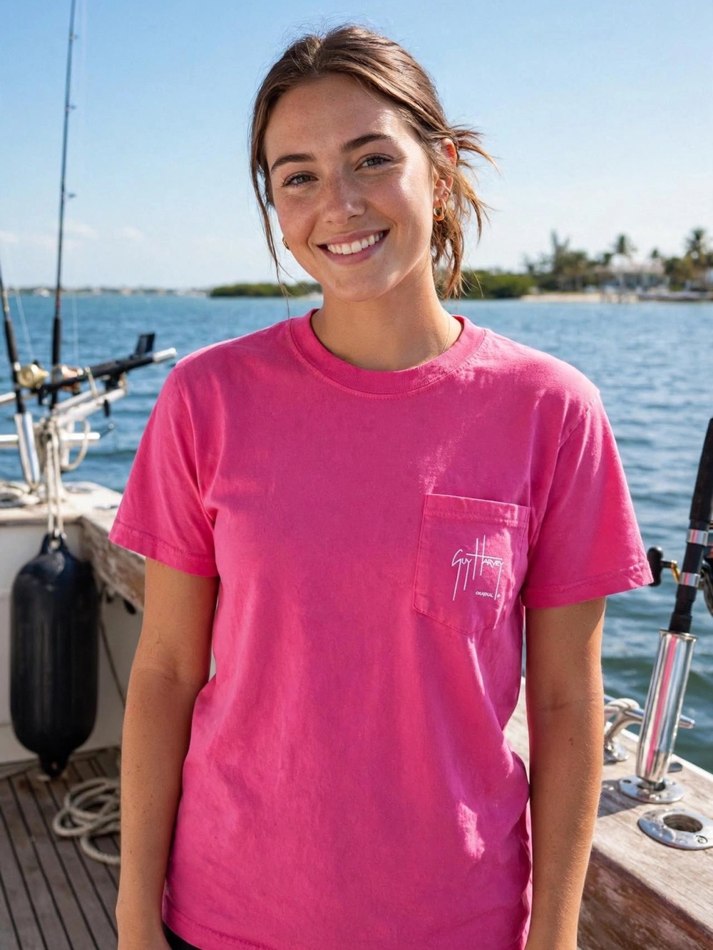 AFTCO Women's Hot Pink Pocket Tee